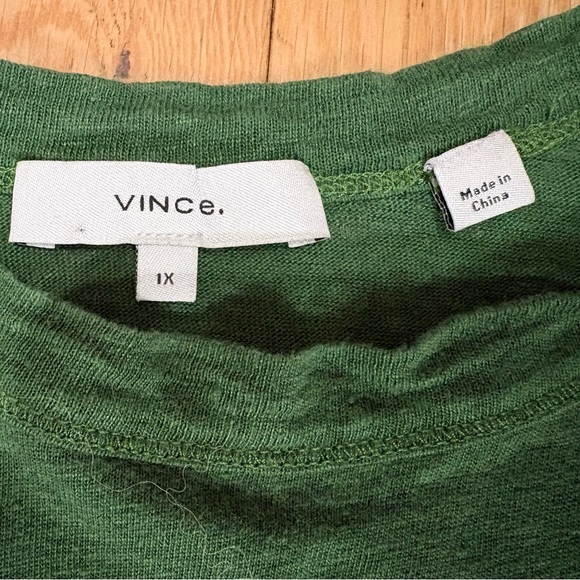 Vince Emerald Green 100% Linen Long Sleeve Pullover Crew Neck Top L - Picture 5 of 8